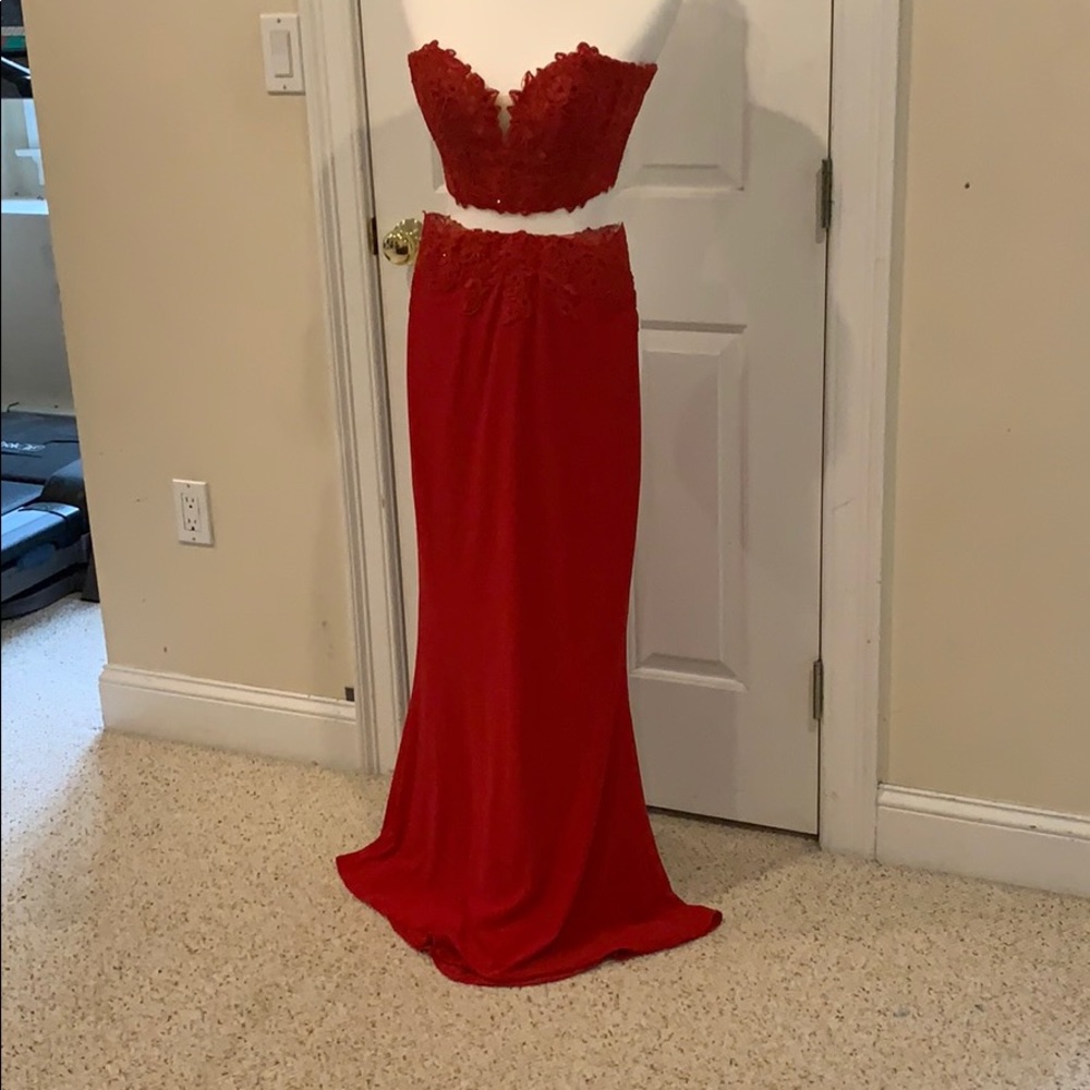 Red two pieces prom dress, worn once!